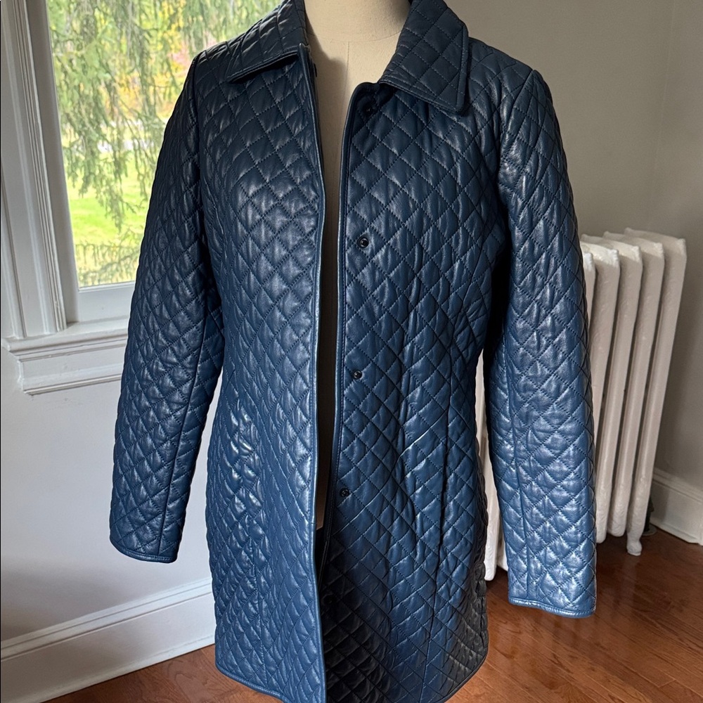 Neiman Marcus Quilted Leather coat - Picture 1 of 4